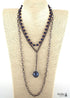 Boho Necklace, RH Antique Brass White Stone Glass